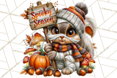 Spooky Fall Forest Woodland Halloween Animals PNG Product Image 3