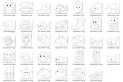 Cute Sea Animal Coloring Pages | Dolphin Shark Turtle Whale Product Image 12