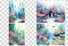 Underwater Digital Papers | Watercolor ocean sea coral fish Product Image 12