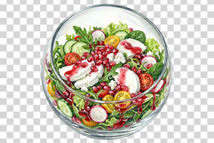Pomegranate Dessert | Watercolor Clip Art PNG Fruit Cake Product Image 12