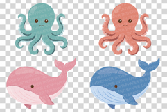 Cute Sea Animal | Clip art PNG Vector Ocean Turtle Whale eps Product Image 12