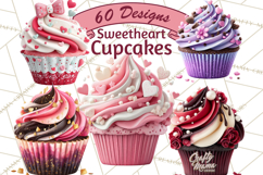 Valentine Cupcake Clip Art PNG for Sweet Printables Product Image 1