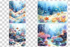 Underwater Digital Papers | Watercolor ocean sea coral fish Product Image 13