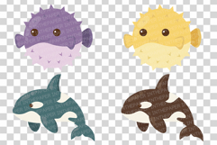 Cute Sea Animal | Clip art PNG Vector Ocean Turtle Whale eps Product Image 13