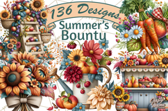 Summer's Bounty Harvest Floral Cottagecore Garden PNG Product Image 1