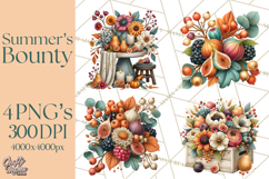 Summer's Bounty Harvest Floral Cottagecore Garden PNG Product Image 1