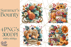 Summer's Bounty Harvest Floral Cottagecore Garden PNG Product Image 1