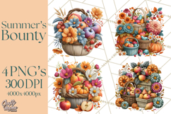 Summer's Bounty Harvest Floral Cottagecore Garden PNG Product Image 1