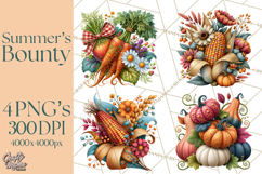 Summer's Bounty Harvest Floral Cottagecore Garden PNG Product Image 1
