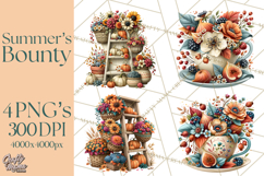 Summer's Bounty Harvest Floral Cottagecore Garden PNG Product Image 1