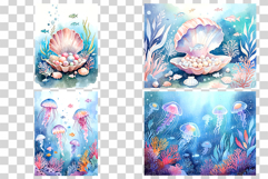 Underwater Digital Papers | Watercolor ocean sea coral fish Product Image 14