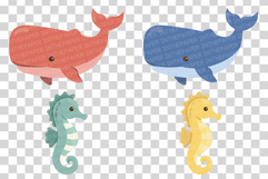 Cute Sea Animal | Clip art PNG Vector Ocean Turtle Whale eps Product Image 15
