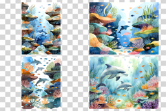 Underwater Digital Papers | Watercolor ocean sea coral fish Product Image 15