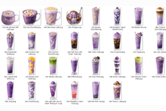 Ube Drink in Glass | Watercolor Clipart PNG Purple Iced Latte Product Image 12