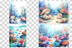 Underwater Digital Papers | Watercolor ocean sea coral fish Product Image 16