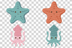 Cute Sea Animal | Clip art PNG Vector Ocean Turtle Whale eps Product Image 16