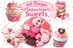 Valentine Sweet Treats Clipart PNG Cupcakes Cookie Chocolate Product Image 1
