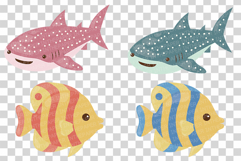 Cute Sea Animal | Clip art PNG Vector Ocean Turtle Whale eps Product Image 18