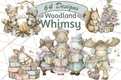 Pastel Woodland Christmas Animal Clipart PNG Product Image 1