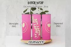 happy mind happy life smiley skinny tumbler wrap 20oz png Product Image 1