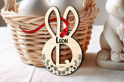 Laser Letter L Easter Bunny Basket Tag Ornament SVG Flowers Product Image 1