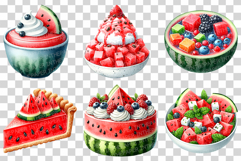Watermelon Dessert | Watercolor Fruit Sweet Treats Cake PNG Product Image 2