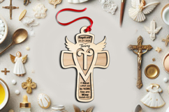 SVG Laser Gift Cross Letter T Ornament Monogram Holy Baptism Product Image 1