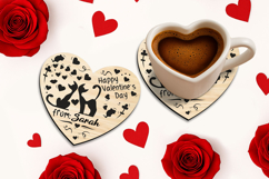 Happy Valentine Day Coaster SVG Laser Love Cat Heart Romance Product Image 2