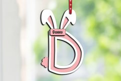 Easter Ornament Letter D Laser Basket Tag SVG Bunny Tail Product Image 2