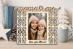 Snowflake Mama and Me SVG Winter Photo Frame Present Laser Product Image 3