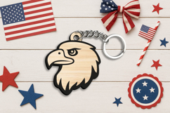 American Eagle Happy 4th of July Keychain Laser SVG Gift Product Image 2