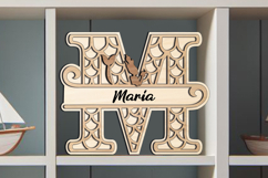 Letter M SVG Alphabet Ocean Laser Mermaid Maritime Sea Decor Product Image 2