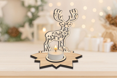Deer Stag SVG Laser Cut Design Christmas Candle Holder Gift Product Image 2