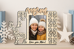 SVG Christmas Mom Photo Frame Laser Gift Winter Deer Woods Product Image 2