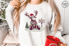 Retro Christmas Moose|Vintage North Pole Reindeer Santa Hat Product Image 2
