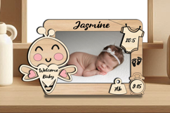 SVG Bee Baby Photo Frame Laser Digital Download Newborn Pic Product Image 2