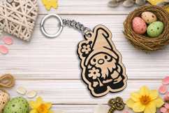Spring Gnome Flowers Keychain Laser SVG Gift Accessory Home Product Image 2