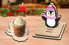 Penguin Christmas Coaster Laser SVG Holiday Present Decor Product Image 2