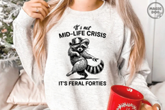 Feral Forties Raccoon Midlife Crisis Retro Design Product Image 1