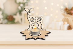 SVG Fawn Snowflake Pattern Candle Holder Christmas Present Product Image 2