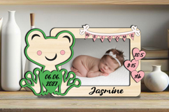Frog Baby Photo Frame SVG Gift Laser Board Newborn Picture Product Image 2