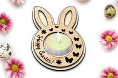 Easter Rabbit Tea Candle Holder Bunny Ears Present SVG Laser Product Image 2
