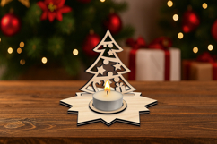 Holiday Joyful Christmas Candle Holder SVG Star Tree Design Product Image 2