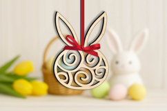 Cute Bunny Ears SVG Easter Ornament Laser Holiday Present Product Image 2