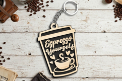 Espresso Yourself Coffee Cup Keychain Gift SVG Laser present Product Image 2