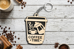 Coffee Time Cup Mug Keychain Gift SVG Laser Present Takeaway Product Image 2