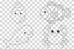Cute Sea Animal Coloring Pages | Dolphin Shark Turtle Whale Product Image 2