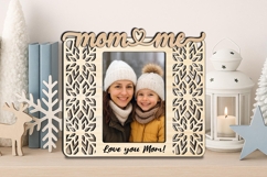 SVG Snowflake Mom and Me Photo Frame Laser Gift Christmas Product Image 2