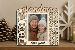 Grandma &amp; Me SVG Christmas Penguin Winter Photo Frame Laser Product Image 2