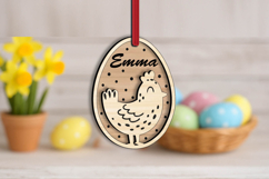 SVG Easter Hen Egg Basket Name Tag Laser Ornament Present Product Image 3